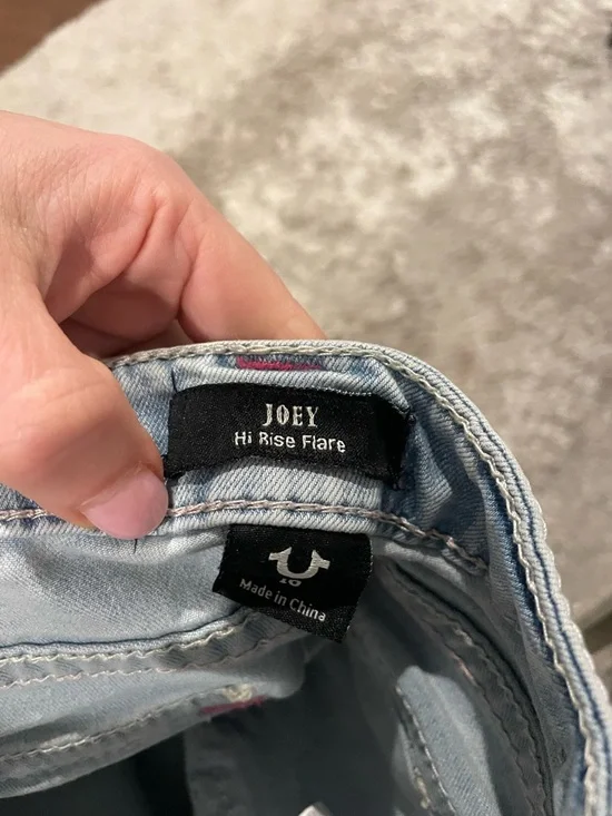 Girls sz 10 “Joey” True Religion Light Blue Distressed Flare Jeans EUC - Picture 5 of 5